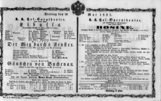 Theaterzettel (Oper und Burgtheater in Wien) 18610510 Seite: 1