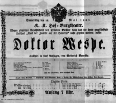 Theaterzettel (Oper und Burgtheater in Wien) 18610516 Seite: 1