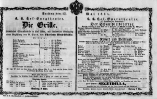 Theaterzettel (Oper und Burgtheater in Wien) 18610517 Seite: 1