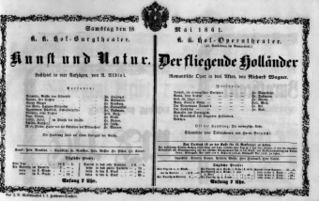 Theaterzettel (Oper und Burgtheater in Wien) 18610518 Seite: 1