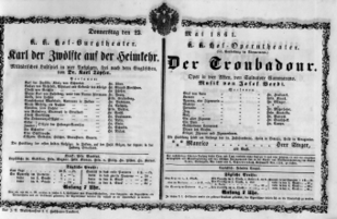 Theaterzettel (Oper und Burgtheater in Wien) 18610523 Seite: 1