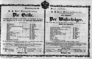 Theaterzettel (Oper und Burgtheater in Wien) 18610526 Seite: 1