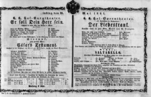 Theaterzettel (Oper und Burgtheater in Wien) 18610528 Seite: 1