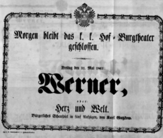 Theaterzettel (Oper und Burgtheater in Wien) 18610531 Seite: 1