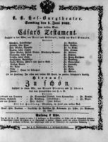 Theaterzettel (Oper und Burgtheater in Wien) 18610601 Seite: 1