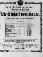 Theaterzettel (Oper und Burgtheater in Wien) 18610603 Seite: 1