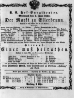 Theaterzettel (Oper und Burgtheater in Wien) 18610605 Seite: 1