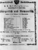 Theaterzettel (Oper und Burgtheater in Wien) 18610606 Seite: 1