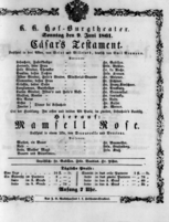 Theaterzettel (Oper und Burgtheater in Wien) 18610609 Seite: 1