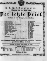 Theaterzettel (Oper und Burgtheater in Wien) 18610610 Seite: 1
