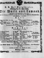 Theaterzettel (Oper und Burgtheater in Wien) 18610611 Seite: 1