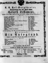 Theaterzettel (Oper und Burgtheater in Wien) 18610613 Seite: 1