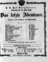 Theaterzettel (Oper und Burgtheater in Wien) 18610615 Seite: 1