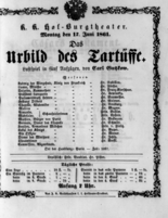 Theaterzettel (Oper und Burgtheater in Wien) 18610617 Seite: 1