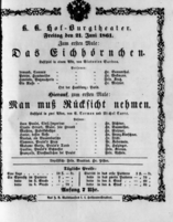 Theaterzettel (Oper und Burgtheater in Wien) 18610621 Seite: 1