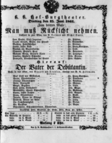 Theaterzettel (Oper und Burgtheater in Wien) 18610625 Seite: 1