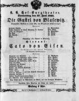 Theaterzettel (Oper und Burgtheater in Wien) 18610627 Seite: 1