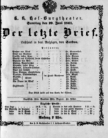 Theaterzettel (Oper und Burgtheater in Wien) 18610629 Seite: 1