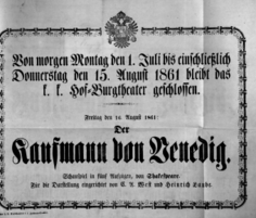 Theaterzettel (Oper und Burgtheater in Wien) 18610701 Seite: 1