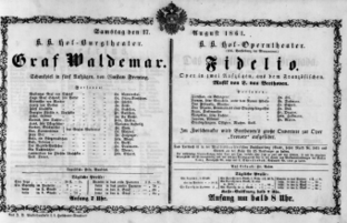Theaterzettel (Oper und Burgtheater in Wien) 18610817 Seite: 1