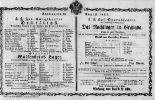 Theaterzettel (Oper und Burgtheater in Wien) 18610818 Seite: 1