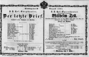 Theaterzettel (Oper und Burgtheater in Wien) 18610820 Seite: 1