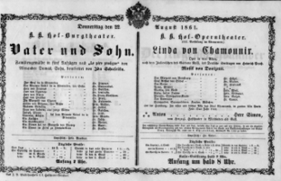 Theaterzettel (Oper und Burgtheater in Wien) 18610822 Seite: 1