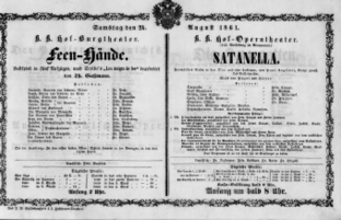 Theaterzettel (Oper und Burgtheater in Wien) 18610824 Seite: 1
