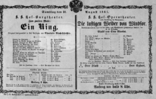 Theaterzettel (Oper und Burgtheater in Wien) 18610831 Seite: 1