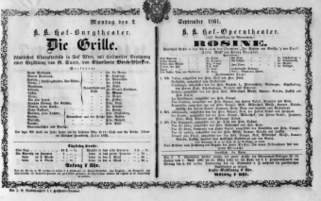 Theaterzettel (Oper und Burgtheater in Wien) 18610902 Seite: 1