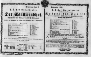 Theaterzettel (Oper und Burgtheater in Wien) 18610903 Seite: 1