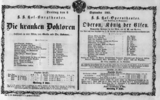 Theaterzettel (Oper und Burgtheater in Wien) 18610906 Seite: 1