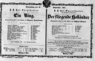 Theaterzettel (Oper und Burgtheater in Wien) 18610912 Seite: 1