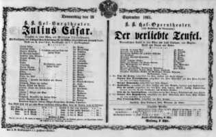 Theaterzettel (Oper und Burgtheater in Wien) 18610919 Seite: 1