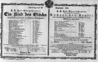 Theaterzettel (Oper und Burgtheater in Wien) 18610920 Seite: 1