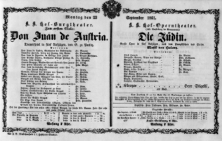 Theaterzettel (Oper und Burgtheater in Wien) 18610923 Seite: 1