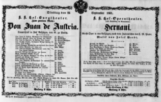 Theaterzettel (Oper und Burgtheater in Wien) 18610924 Seite: 1