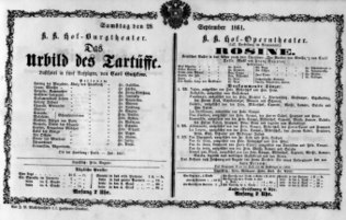 Theaterzettel (Oper und Burgtheater in Wien) 18610928 Seite: 1