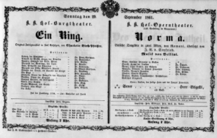 Theaterzettel (Oper und Burgtheater in Wien) 18610929 Seite: 1
