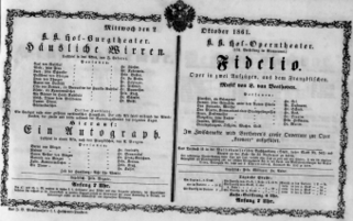 Theaterzettel (Oper und Burgtheater in Wien) 18611002 Seite: 1