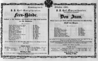 Theaterzettel (Oper und Burgtheater in Wien) 18611005 Seite: 1