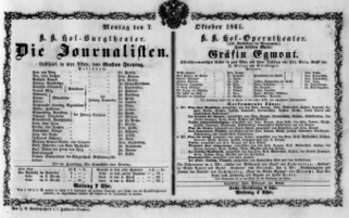 Theaterzettel (Oper und Burgtheater in Wien) 18611007 Seite: 1