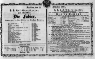 Theaterzettel (Oper und Burgtheater in Wien) 18611018 Seite: 1