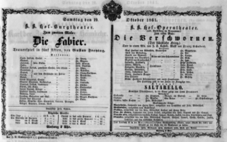 Theaterzettel (Oper und Burgtheater in Wien) 18611019 Seite: 1