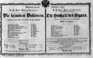 Theaterzettel (Oper und Burgtheater in Wien) 18611021 Seite: 1