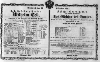 Theaterzettel (Oper und Burgtheater in Wien) 18611023 Seite: 1