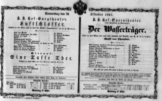 Theaterzettel (Oper und Burgtheater in Wien) 18611024 Seite: 1