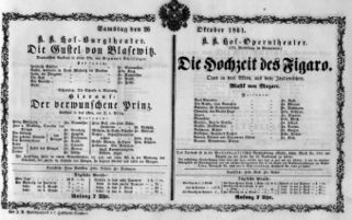 Theaterzettel (Oper und Burgtheater in Wien) 18611026 Seite: 1