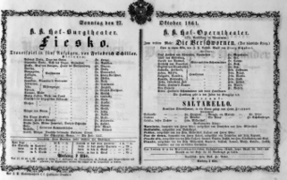 Theaterzettel (Oper und Burgtheater in Wien) 18611027 Seite: 1