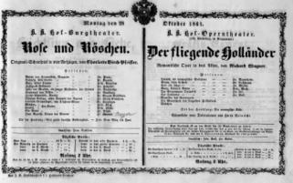Theaterzettel (Oper und Burgtheater in Wien) 18611028 Seite: 1